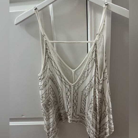 Free people white top with gold beads - Picture 3 of 3